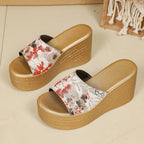 Damen Wedge-Pantoletten mit modischem Floral-Design