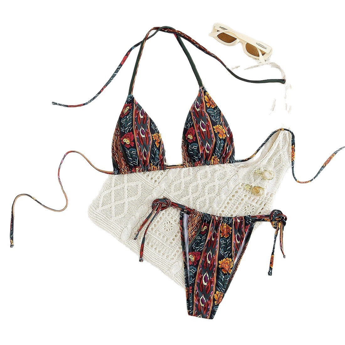 Damen Triangel-Bikini mit floralem Muster R&B