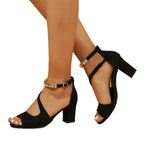 Damen Blockabsatz-Sandalen mit offenem Zehenbereich und elegantem Riemendesign R&B