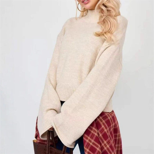 Damen Strickpullover mit lässigem Schnitt und Volumenärmeln R&B