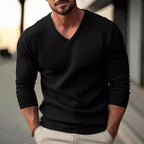 Herren Strickpullover mit V-Ausschnitt und hochwertiger Materialtextur R&B