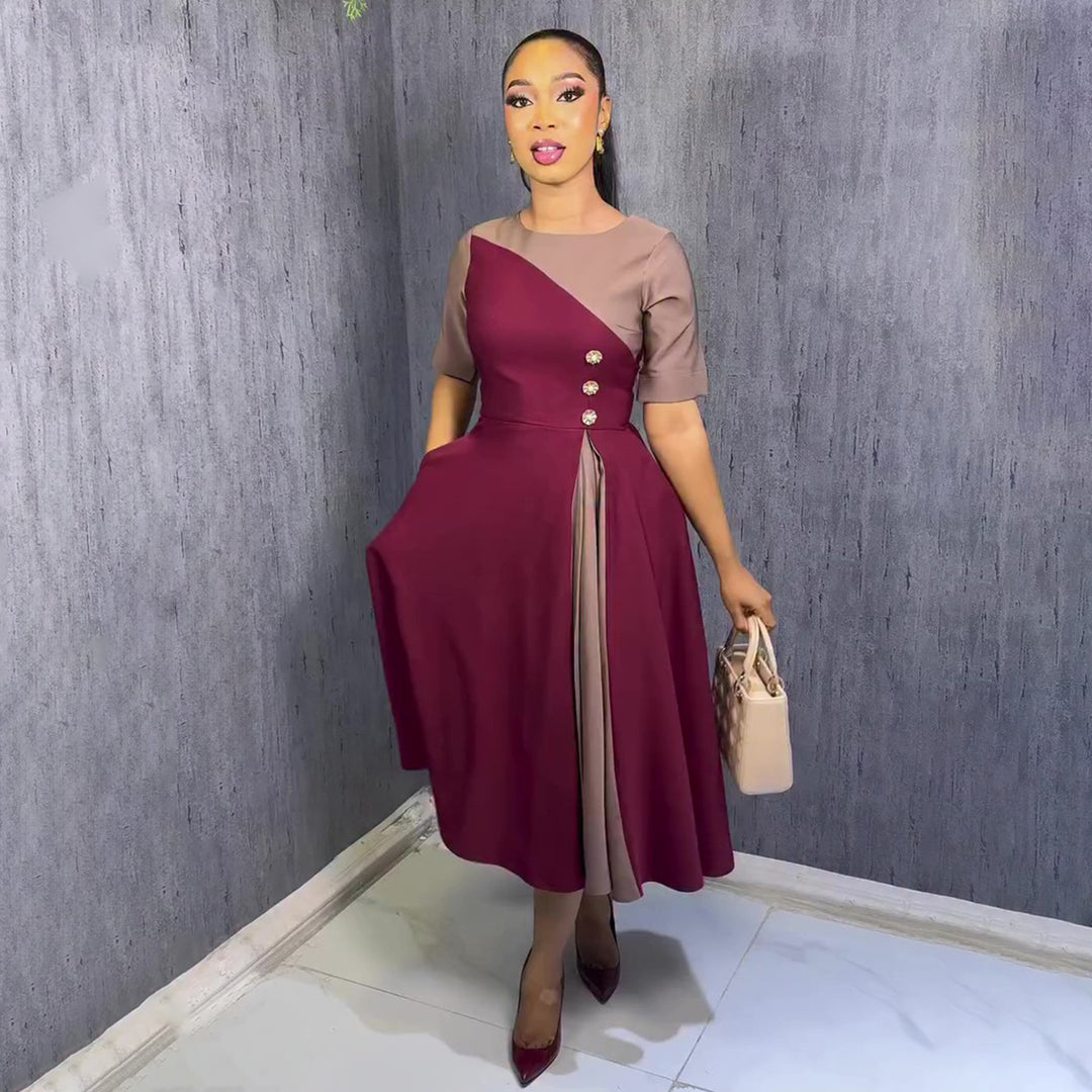 Damen Midikleid mit asymmetrischem Design und Knopfdetails R&B
