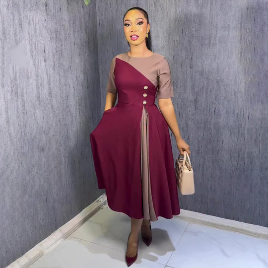 Damen Midikleid mit asymmetrischem Design und Knopfdetails R&B