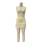 Damen Halterkleid mit tiefem Ausschnitt und sexy Schlitz R&B