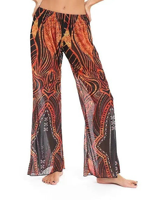 Damen Elegante Strandhose mit floralem Muster R&B