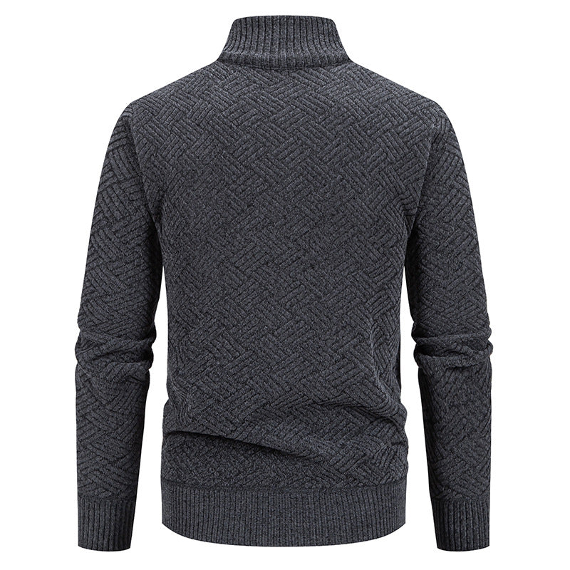 Herren Strickjacke mit modernem Zipper und kreativem Muster