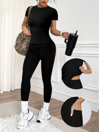 Damen Funktionale Sport-Shorts mit seitlichen Taschen und hohem Bund R&B