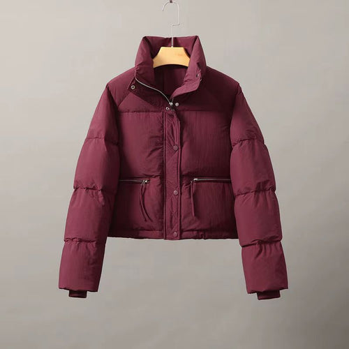Damen gesteppte Winterjacke mit hohem Kragen und praktischen Taschen R&B