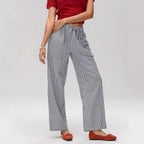 Damen Weit geschnittene Streifenhose mit elastischem Bund R&B