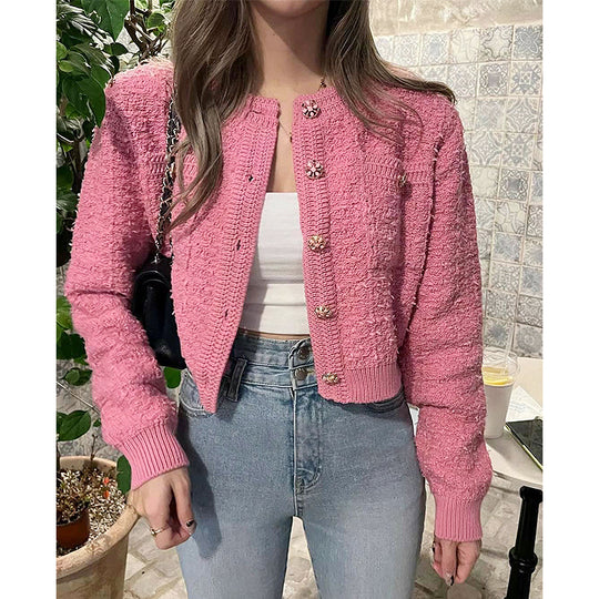Damen trendige Strickjacke mit dekorativen Knöpfen und lässigem Schnitt R&B