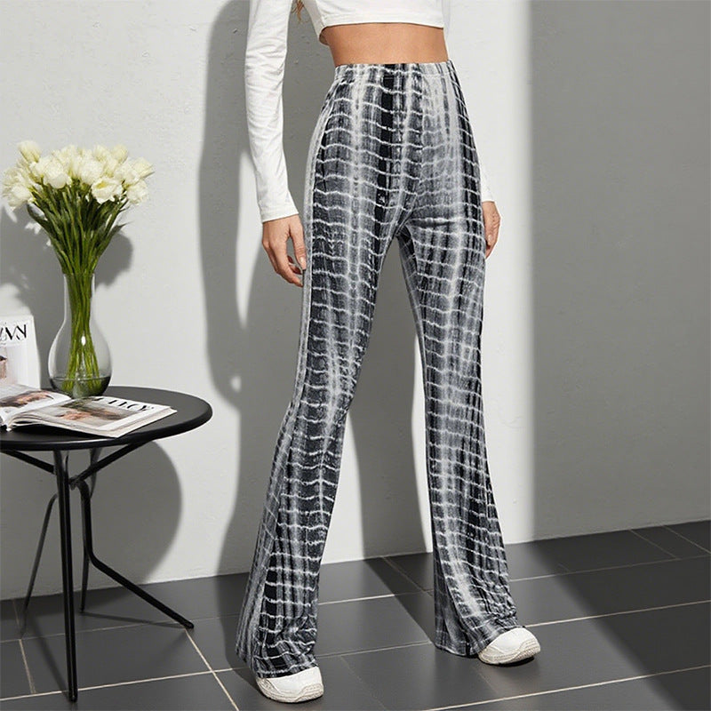 Damen Flared Leggings mit modischem Batik-Design