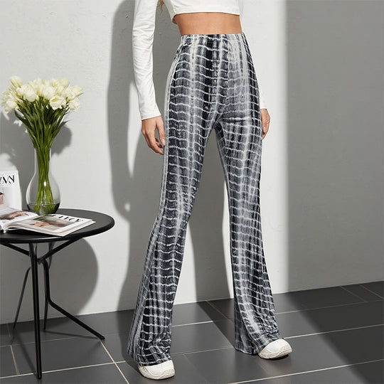 Damen Flared Leggings mit modischem Batik-Design R&B