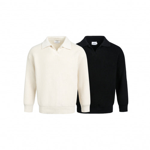 Damen Eleganter Strickpullover mit modernem Kragen und feinem Rippstrick R&B