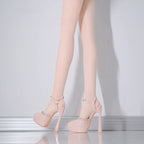 Damen Plateau High Heels mit spitzen Metallakzenten R&B