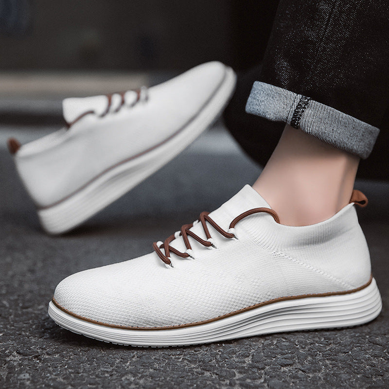Herren nan elastischer Strick-Sneaker im Sockenschnitt mit gepolstertem Komfortfußbett, flexibler Leichtlaufsohle und dekorativer Schnürung R&B