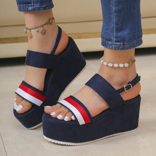 Damen Plattform-Sandalen mit modischem Riemchen-Design R&B
