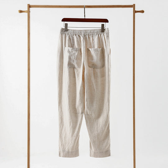 Damen lässige Leinenhose mit elastischem Bund und praktischen Seitentaschen R&B