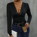 Damen Body mit elegantem Spitzenbesatz und figurumspielendem Schnitt R&B