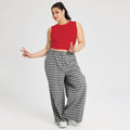 Damen weit geschnittene Karottenhose mit dekorativer Gürtel-Detail R&B