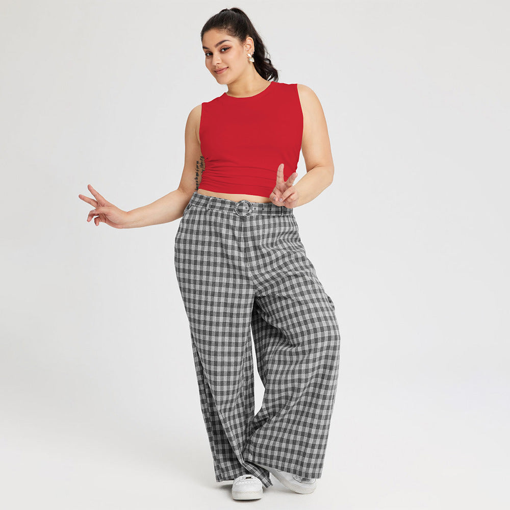 Damen weit geschnittene Karottenhose mit dekorativer Gürtel-Detail R&B