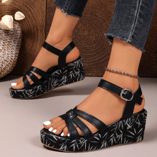 Damen Plateau-Sandalen mit modischem Riemendesign R&B