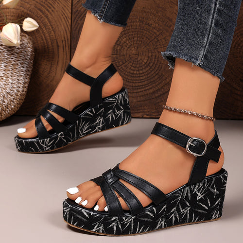 Damen Plateau-Sandalen mit modischem Riemendesign R&B