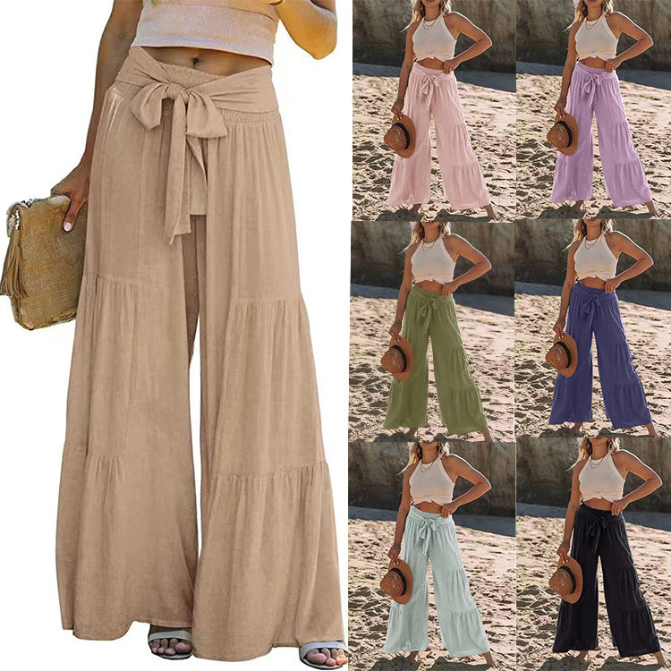 Damen Strandhose mit elastischem Bund und weitem Schnitt R&B