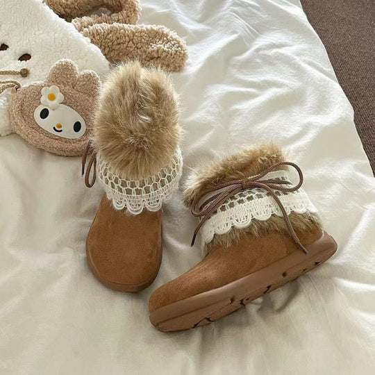 Damen Kuschelige Winterstiefel mit dekorativem Fellkragen und hochwertigem Obermaterial R&B