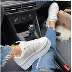 Damen Plateau-Sneaker mit glänzender Oberfläche und gepolsterter Sohle R&B