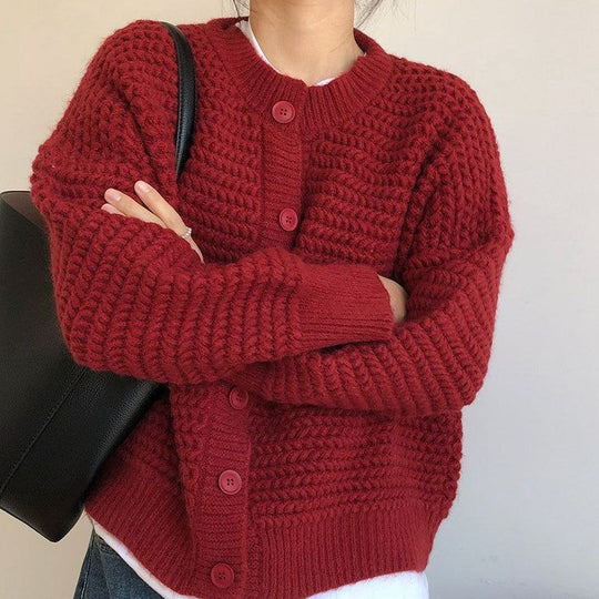 Damen Grobstrickjacke mit Knopfdetails und oversized Schnitt R&B