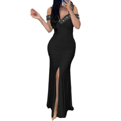 Damen Elegantes und figurbetontes Abendkleid mit verziertem Ausschnitt R&B