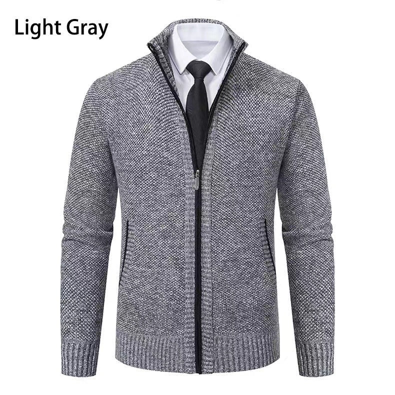 Herren modische Strickjacke mit hohem Kragen und durchgehendem Reißverschluss R&B