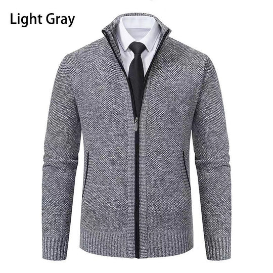 Herren modische Strickjacke mit hohem Kragen und durchgehendem Reißverschluss R&B