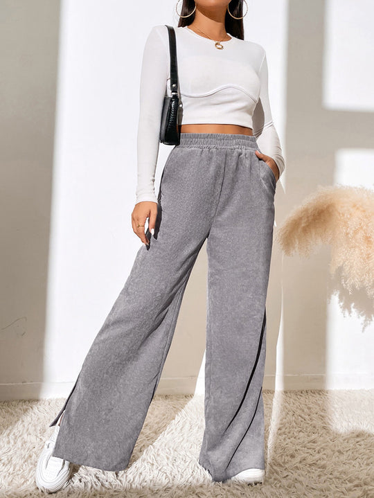 Damen Palazzo-Hose aus feinem Cordstoff mit seitlichen Schlitzen R&B