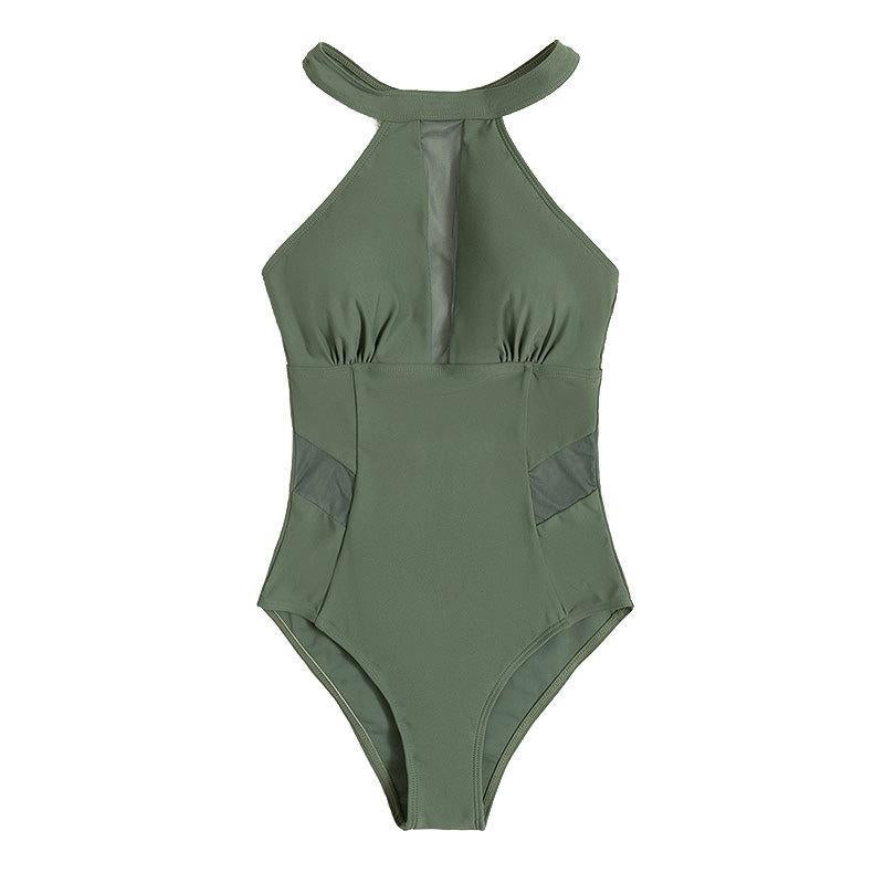 Damen Einteiler Badeanzug mit atmungsaktiven Mesh-Elementen R&B