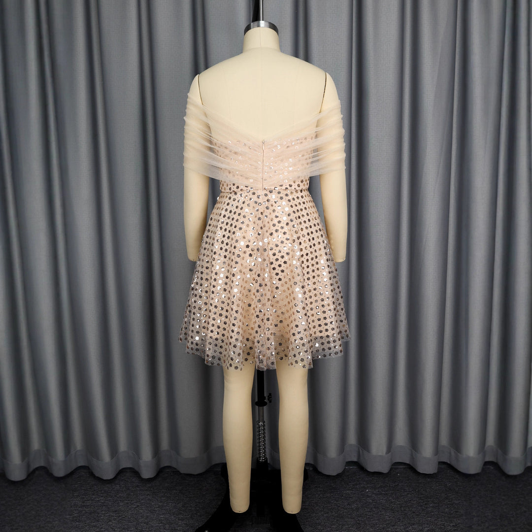 Damen glamouröses Tüllkleid mit funkelnden Pailletten R&B