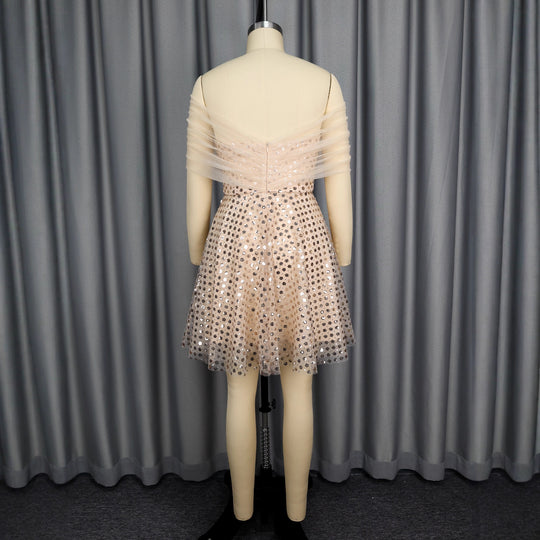 Damen glamouröses Tüllkleid mit funkelnden Pailletten R&B