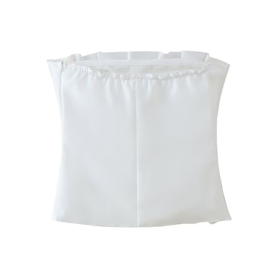 Damen ärmelloses Blusentop mit voluminösem Rüschendesign R&B