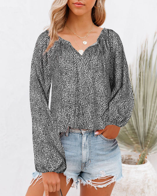 Damen Luftiges Oberteil mit voluminösen Ärmeln und modernem Punktdesign R&B