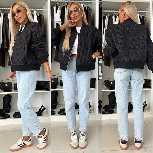 Damen elegante Steppjacke mit voluminösen Ärmeln R&B