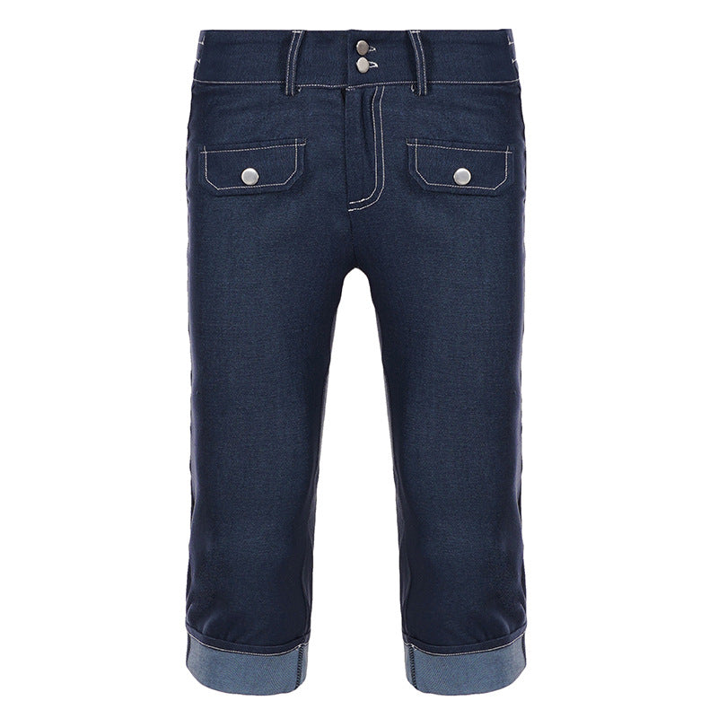 Damen Jeans im modernen Cropped-Stil mit praktischen Taschen und lässigem Umschlag R&B