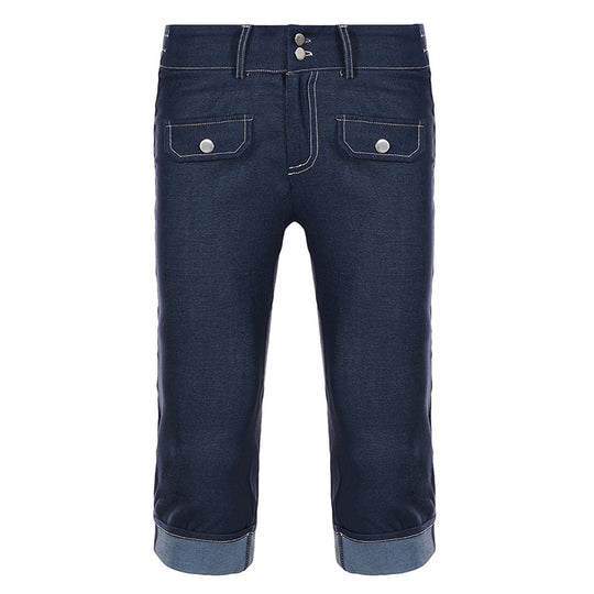 Damen Jeans im modernen Cropped-Stil mit praktischen Taschen und lässigem Umschlag R&B