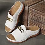 Damen offene Clogs mit dekorativem Metallakzent R&B