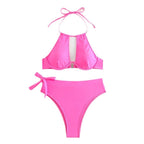Damen Triangel-Bikini mit hohem Bund und modischem Knopfverschluss R&B