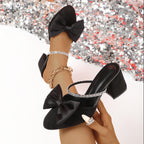 Damen modische Slingback Schuhe mit Blockabsatz und Schleifendetail R&B