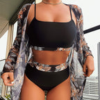 Damen Hochgeschnittener Bikini mit floralem Kimono R&B
