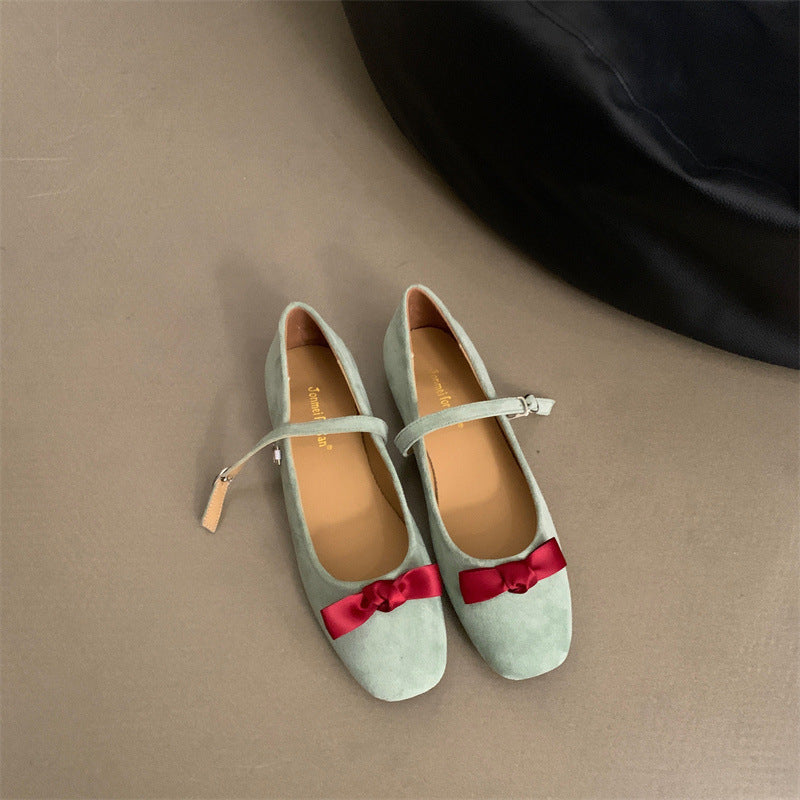 Damen elegante Ballerinas mit modischem Mary Jane-Riemchen und Schleifenverzierung R&B