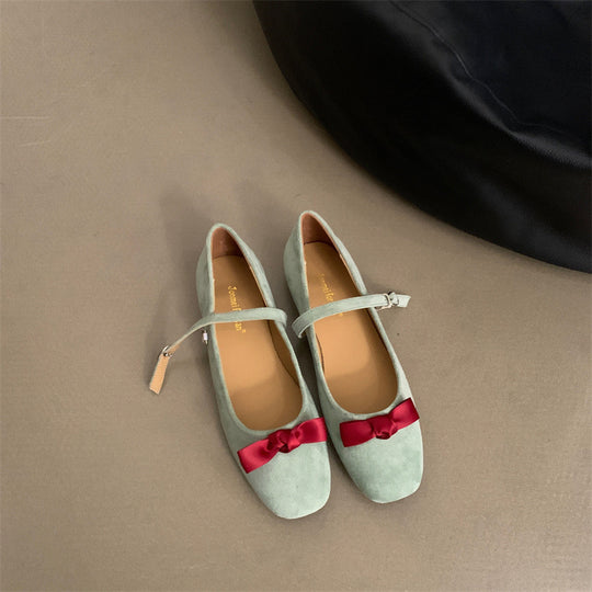 Damen elegante Ballerinas mit modischem Mary Jane-Riemchen und Schleifenverzierung R&B