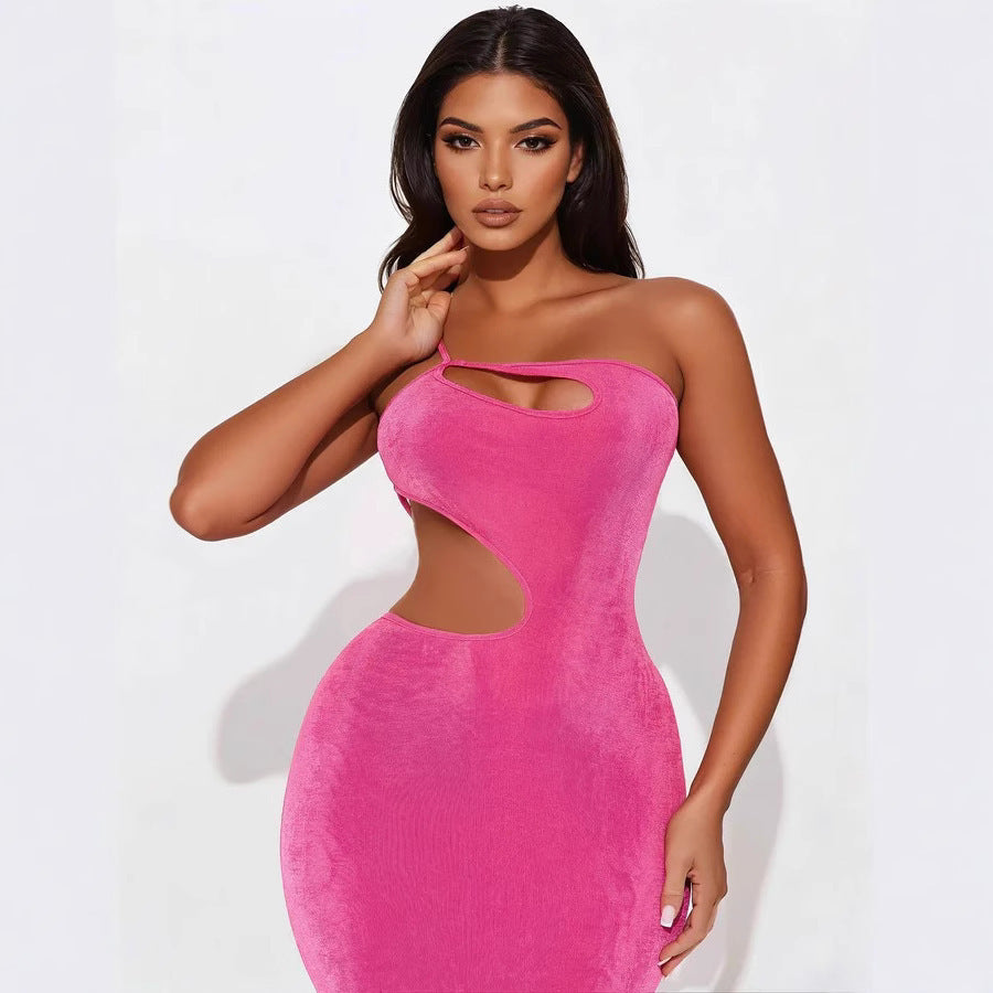 Damen figurbetontes Maxikleid mit tiefem Ausschnitt und Cut-Out-Details R&B