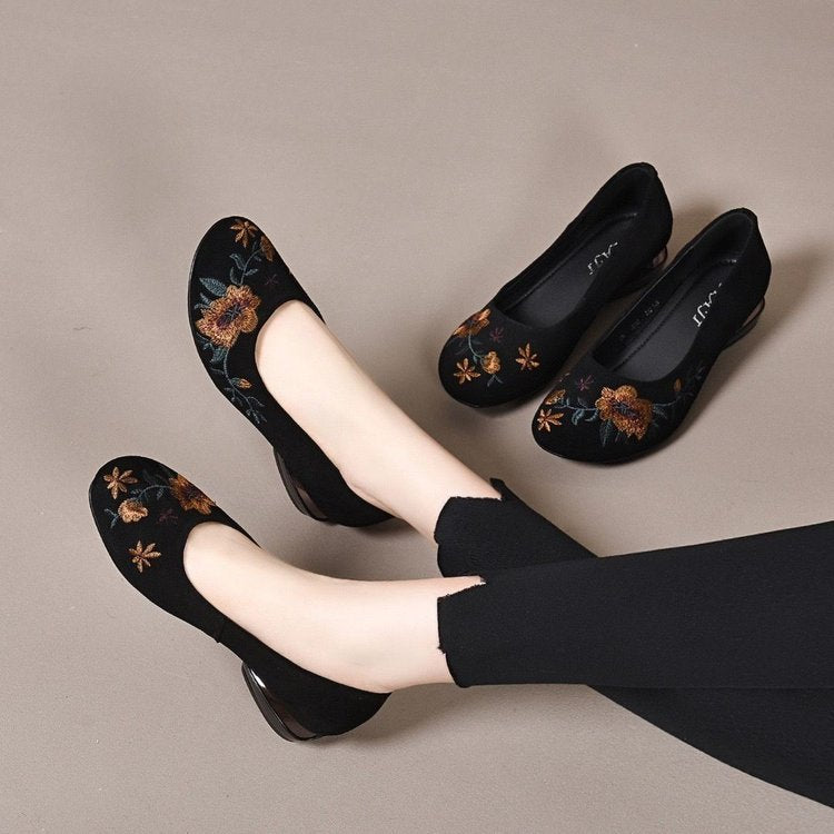 Damen Elegante Ballerinas mit floralem Stickdesign und weichem Futter R&B